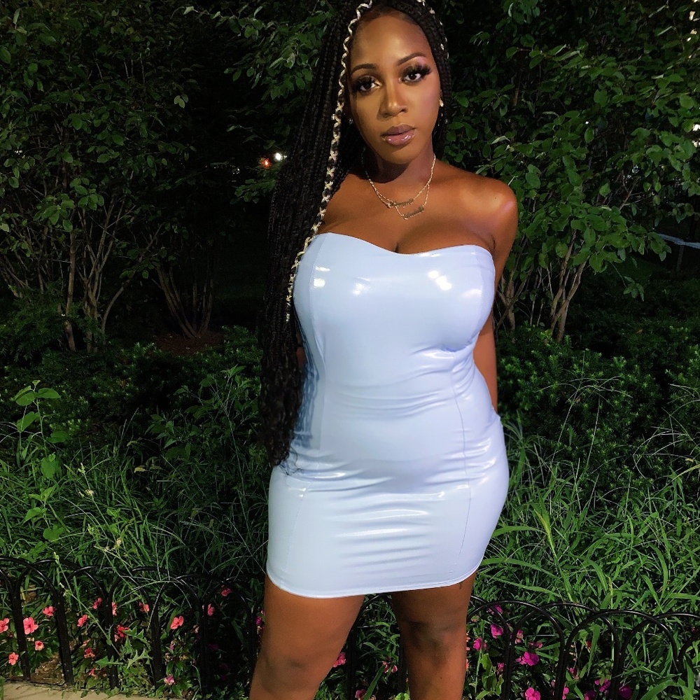 Light Blue Mini Latex Dress